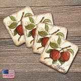 Apples Wooden Cork Coasters Gift Set of 4 by Nature Wonders Nature Wildlife Decor  - 8198633C-S4