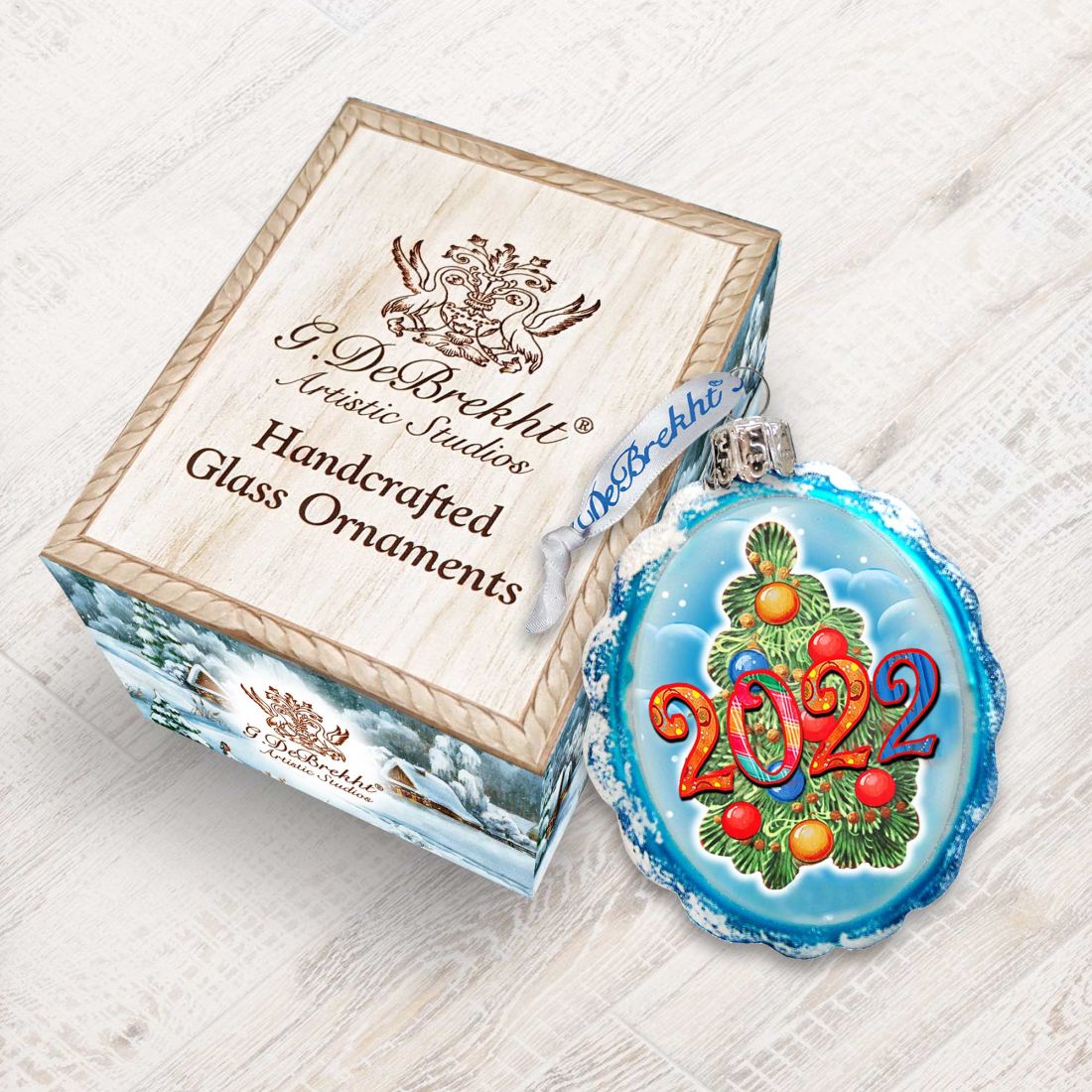 Adorno de vidrio de mercurio con fecha de 2024 de G. Debrekht - Decoración navideña - 773017-D24