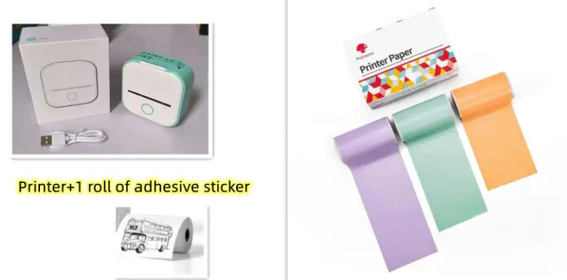 Portable Mini Printer for Students and Hobbyists, Bluetooth Thermal Label Printer