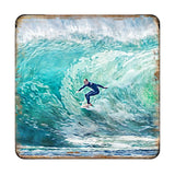 Surfer Coastal Wooden Cork Coasters Gift Set of 4 by Nature Wonders - Coastal Sea-Life Decor - 95227C-S4