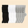 6 Pairs Solid Knitted Socks, Simple & Comfy Slouchy Socks, Women's Stockings & Hosiery