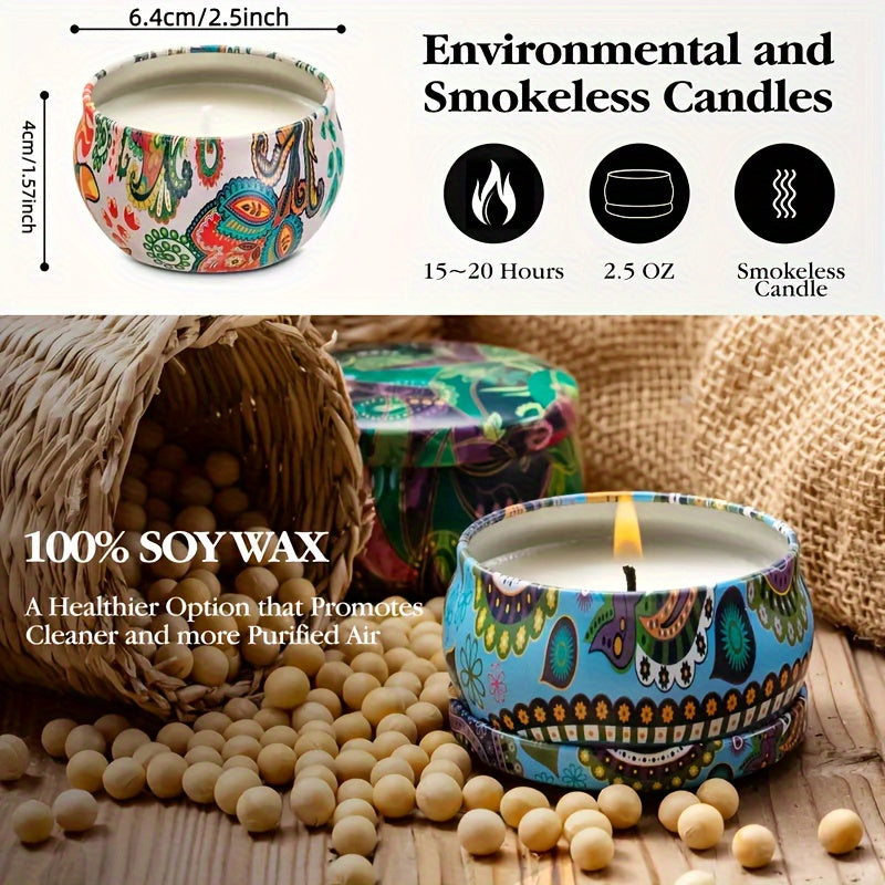 Set Of 12 Scented Candle Boxes (aroma: Rose, Co Co, Freesia, Peppermint, Lavender, Gardenia, Tuberose, Camellia, Wild Bluebell, Vanilla, Violet, Lemon) with Random Jar Colors, Candles for Relax, Relaxation, Bathing, Yoga, And