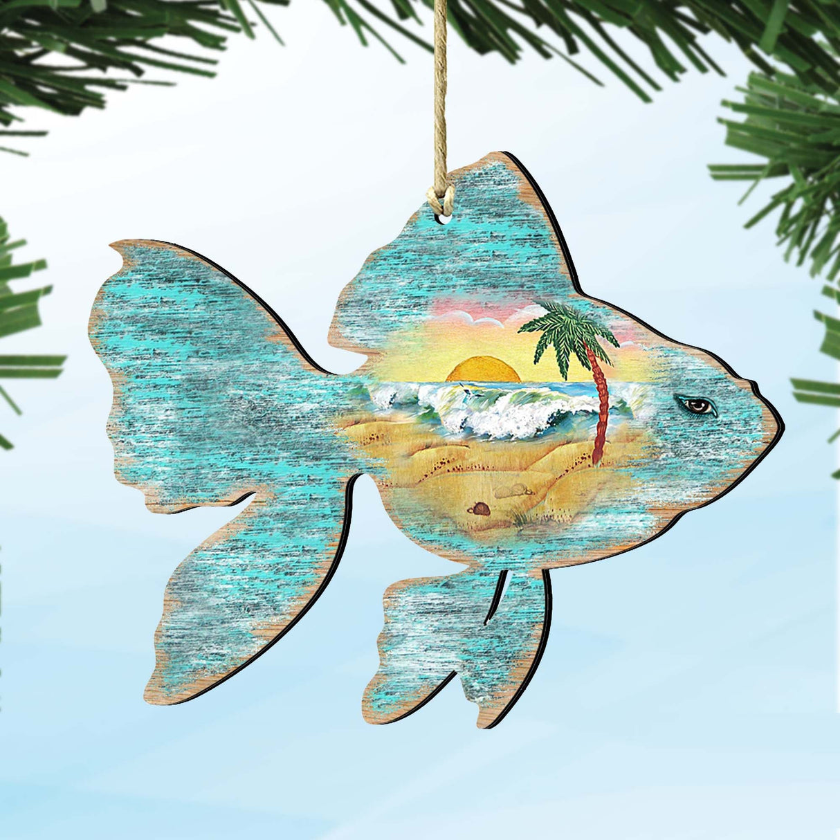 Fish Wooden Ornaments by G. DeBrekht - Coastal Holiday Decor - 8198534
