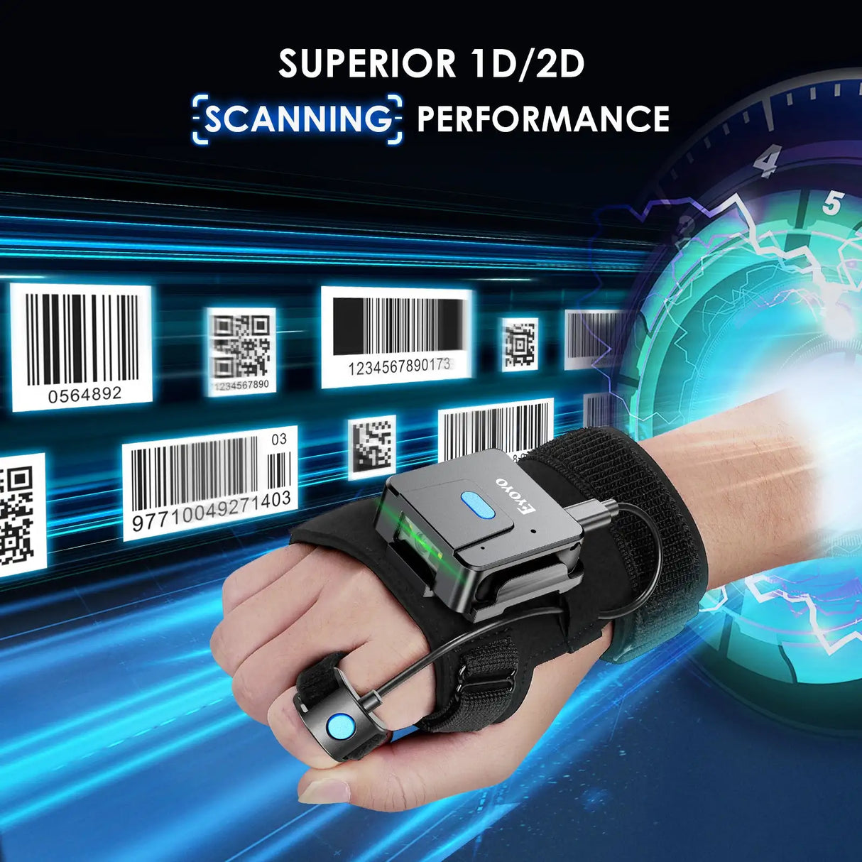 Portable Two-dimensional Wrist Barcode Scanner Gloves Bluetooth Scanner - Lootquake
