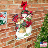 Dark Night Presents Santa Door Decor by Susan Winget - Christmas Santa and Snowman Decor - 8471104H-SW