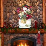 Dark Night Presents Santa Door Decor by Susan Winget - Christmas Santa and Snowman Decor - 8471104H-SW