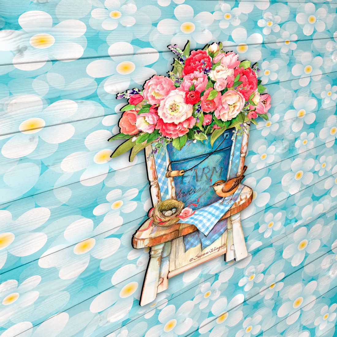 Peony Bouquet Easter Door Dcor by Susan Winget - Easter Spring Decoration - 8471302H-SW