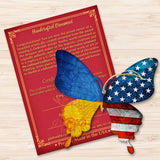 USA/Ukraine Patriotic Butterfly Wooden Ornaments - International Decor - 8187129