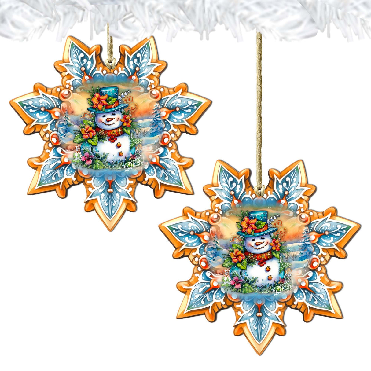 Adornos de madera con forma de copo de nieve de G. Debrekht - Decoración navideña de Papá Noel - 8688425