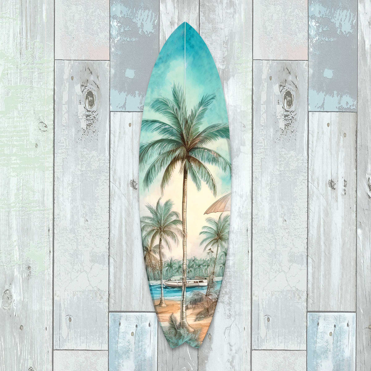 Tropical Surfboard Coastal Wall Art by G. DeBrekht - Coastal Holiday Décor - 8490111HS
