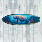 Manatee Surfboard Wall Art – Handcrafted Coastal Decor - Surfboard Wall Decor for Beach House - Art by G. Debrekht  - 8490140HS