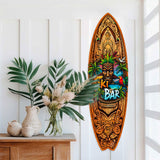 Tiki Bar Surfboard Wall Art by G. DeBrekht – Handcrafted Coastal Decor for Tiki Lounge & Beach House - 8490144HS