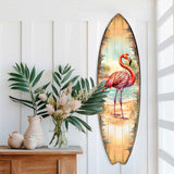 Tabla de surf con flamenco rosa de G. DeBrekht – Decoración costera tropical artesanal – 8490146HS