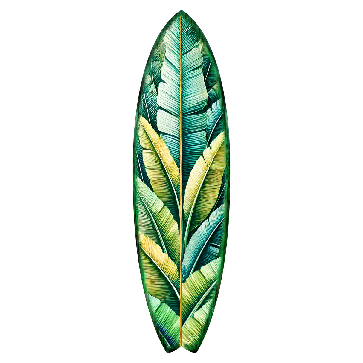 Banana Leaf Surfboard Wall Art – Handcrafted Tropical Coastal Decor by G.DeBrekht – Indoor Outdoor Beach House Accent – 8490151HS