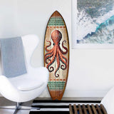 Octopus Surfboard Wall Art – Handcrafted Coastal Ocean Decor by G.DeBrekht – Nautical Wooden Sea Life Accent for Indoor & Outdoor – 8490152HS