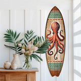 Octopus Surfboard Wall Art – Handcrafted Coastal Ocean Decor by G.DeBrekht – Nautical Wooden Sea Life Accent for Indoor & Outdoor – 8490152HS