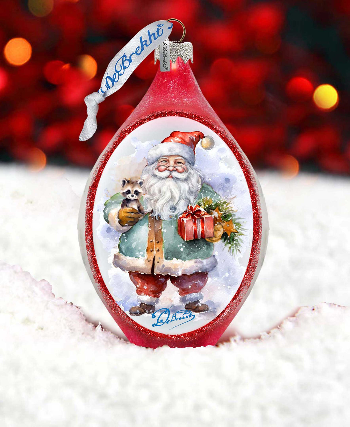 Adorno de Papá Noel con forma de gota de cristal de G. Debrekht - Decoración navideña de Papá Noel y muñeco de nieve - 757-045