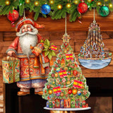 Papá Noel de todo el mundo - Papá Noel de inspiración española - Juego de 3 adornos de madera de G. DeBrekht - Decoración navideña de Papá Noel y muñeco de nieve - 8091305S3