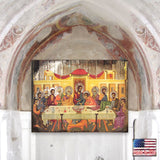 Icono religioso cristiano sagrado de madera bañado en oro de La Última Cena - Decoración inspiradora - 85070