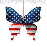 USA Patriotic Butterfly Wooden Ornaments - American Christmas Decor - 8187127