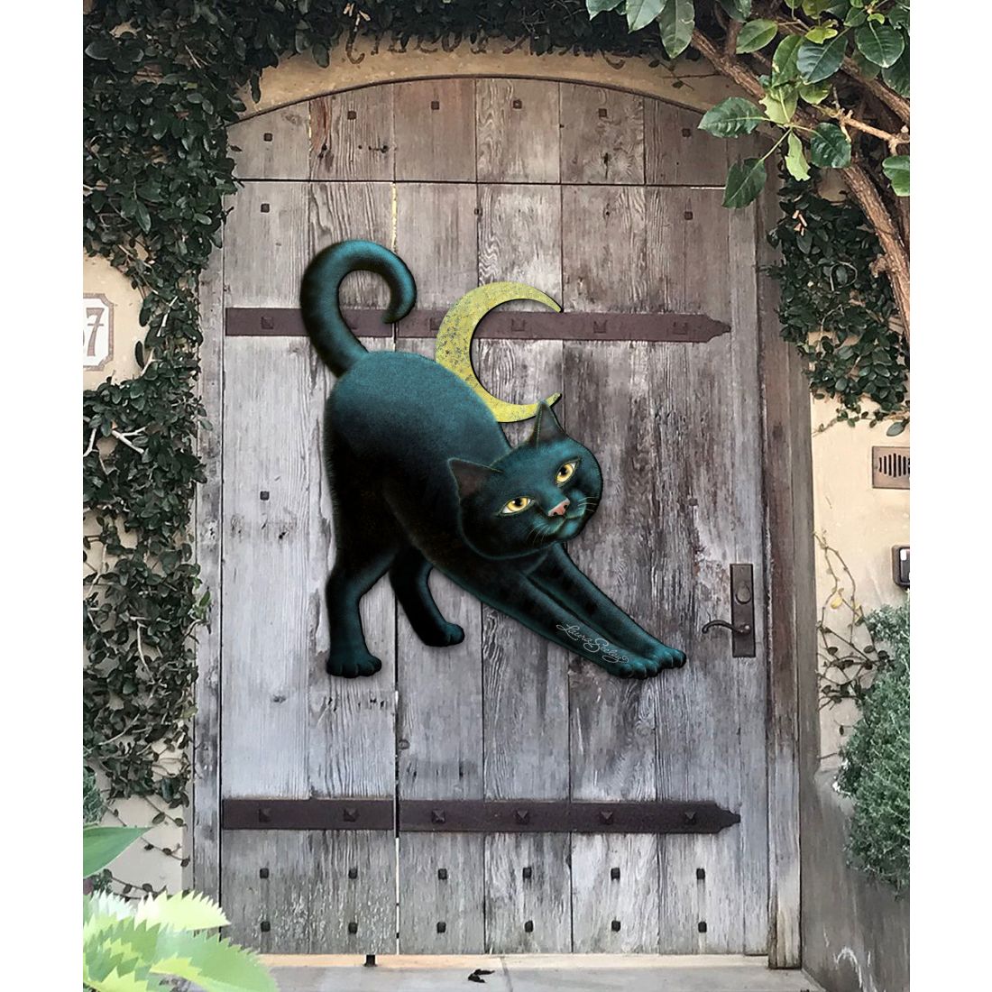 Decoración de Halloween con un gato espeluznante para la puerta, por Laura Seeley - Decoración de Halloween para Acción de Gracias - 8512054H