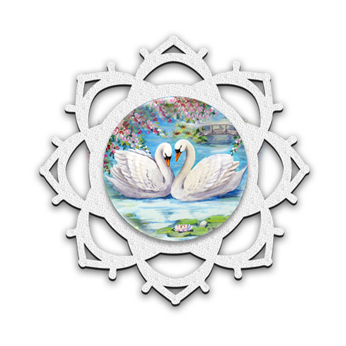 Colgante de puerta con forma de cisnes enamorados y copos de nieve de G. DeBrekht - Decoración infantil Love Family - 8173433H