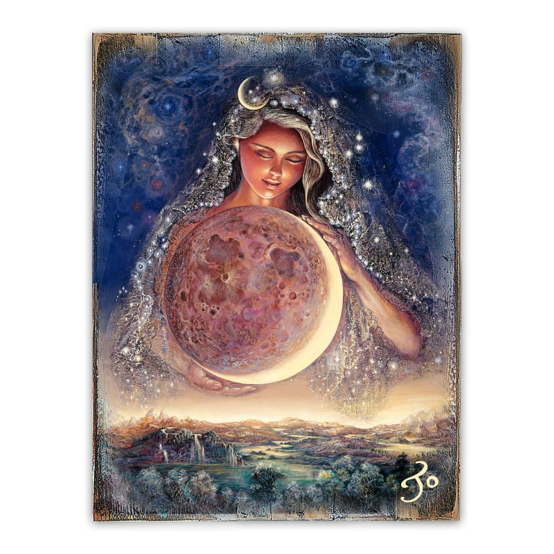 Moon Goddess Fantasy Wooden Wall Art by Josephine Wall - Fantasy Décor - 852119-JW