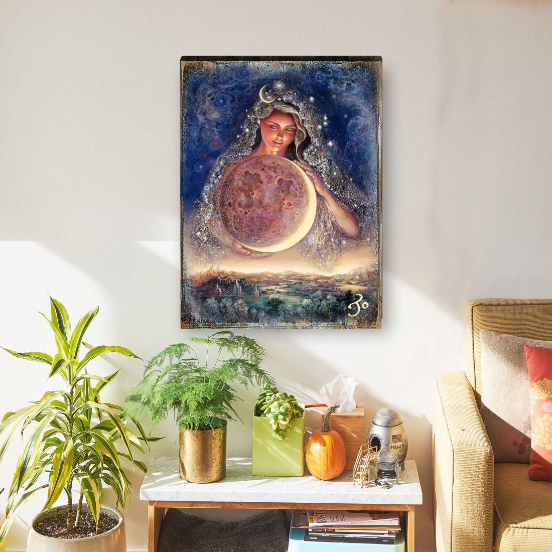 Moon Goddess Fantasy Wooden Wall Art by Josephine Wall - Fantasy Décor - 852119-JW