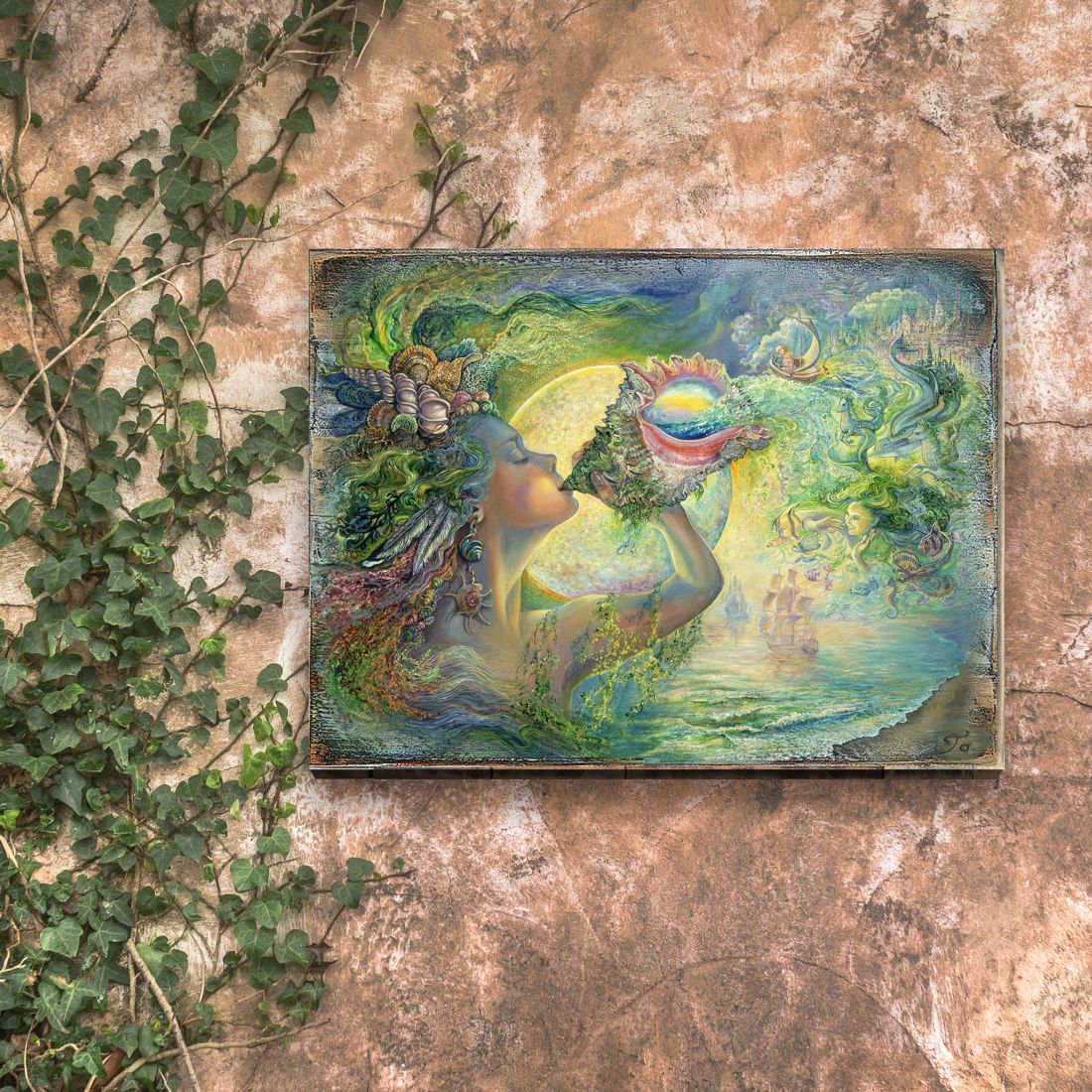 Call of the Sea Fantasy Wooden Wall Art by Josephine Wall - Fantasy Décor - 852129-JW