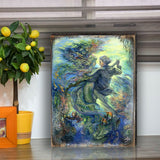 Arte de pared de madera "Por el amor de una sirena" de Josephine Wall - Decoración de fantasía - 852133-JW