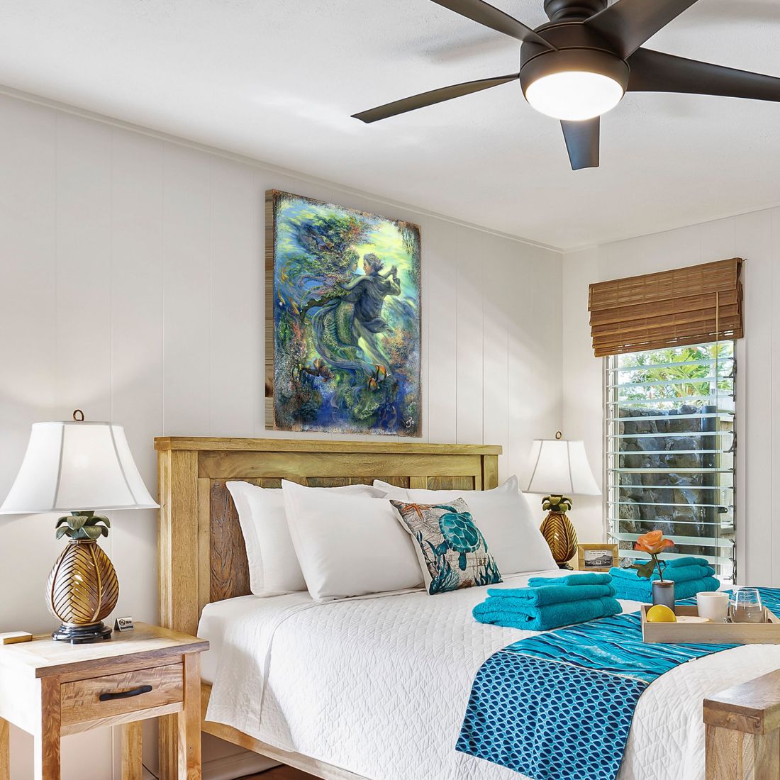 Arte de pared de madera "Por el amor de una sirena" de Josephine Wall - Decoración de fantasía - 852133-JW