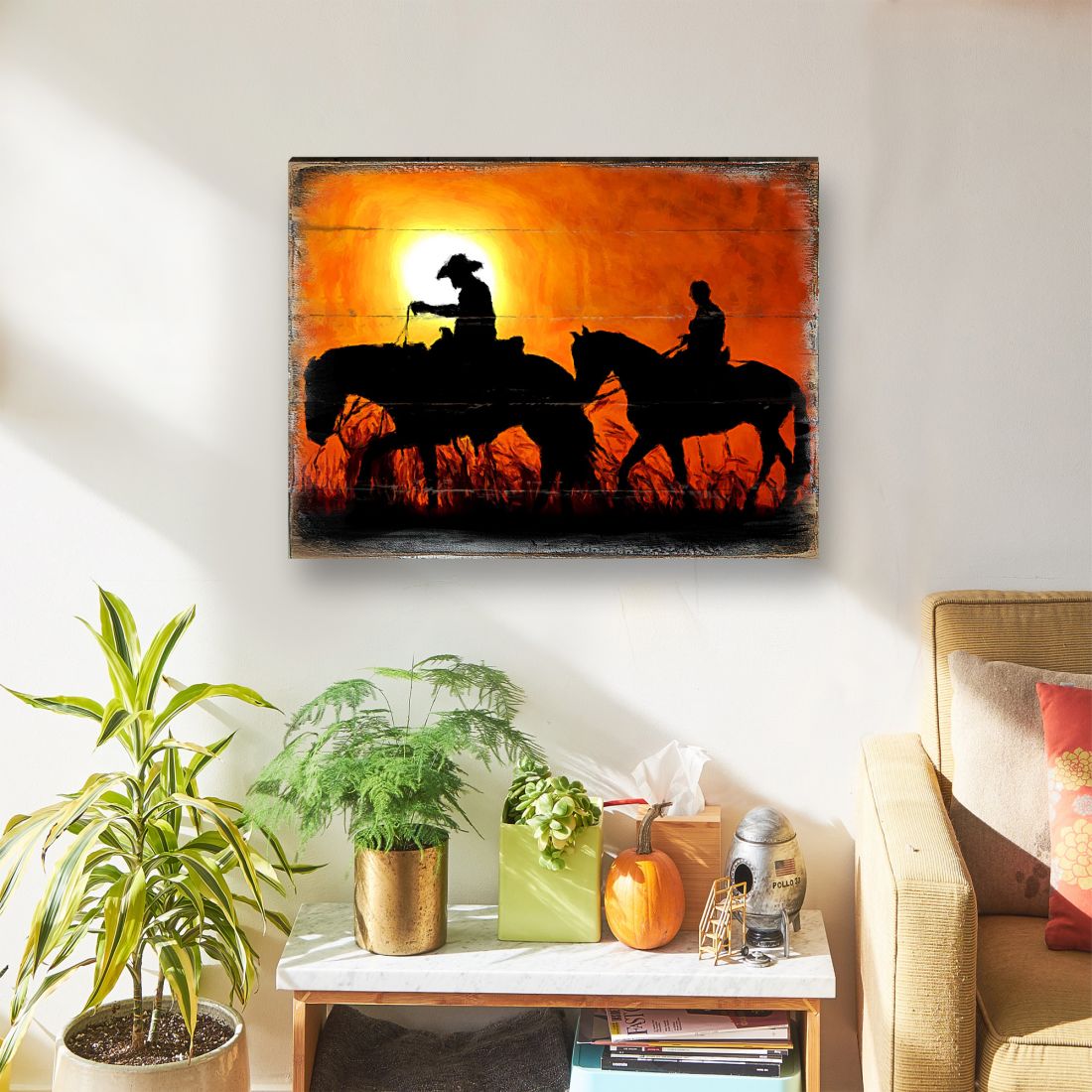 Arte de pared de madera de los Vaqueros Scheffler de Nature Wonders - Decoración de vida silvestre - 95230B