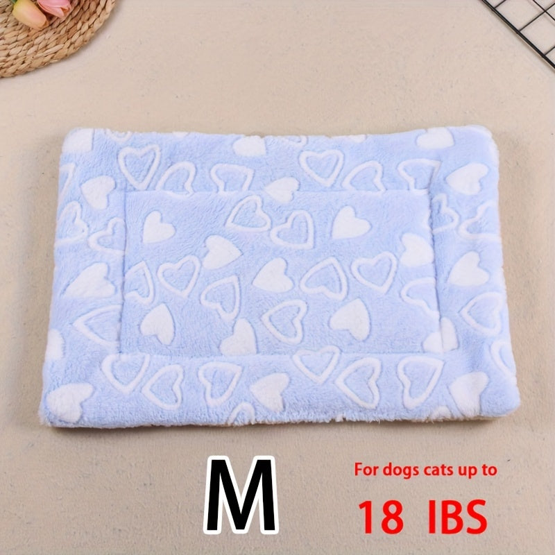Manta rectangular para mascotas, resistente a la suciedad y para todas las estaciones - Cómoda cama con estampado de pata de perro y corazón (1 unidad)