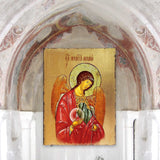 Archangel Michael Wooden Gold Plated Religious Orthodox Sacred Icon - Inspirational Icon Decor - 85027