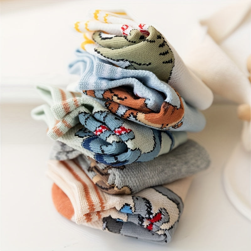 5 pares de calcetines invisibles con estampado de dinosaurio para niño, cómodos, transpirables, informales y suaves, ideales para actividades al aire libre.