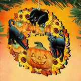 Halloween Cats Wreath Wooden Ornaments by G. DeBrekht - Thanksgiving Halloween Decor - 8185305-4-SL