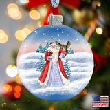 Santa With Owl Glass Ornament by G. DeBrekht - Christmas Santa Snowman Decor - 73314