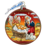 Adoration Ball in Red Glass Ornament - Limited Edition by G. Debrekht Nativity Holiday Decor - 73864R