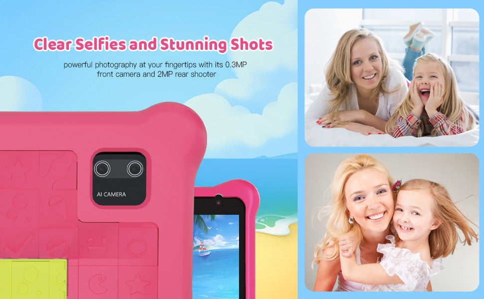 Tablette enfant TK707 7 pouces Android 13 Quad Core 5 Go RAM 32 Go ROM 128 Go extensible WiFi Bluetooth Cadeau enfant Logiciel pour enfants Manette de jeu