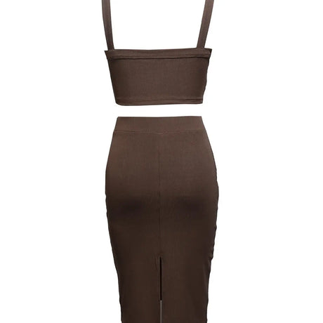 Ladies' Solid Color Out Of The Street Banquet Versatile Figure Enhancement, Hip Hugging Skirt, Half Skirt Set - Lootquake