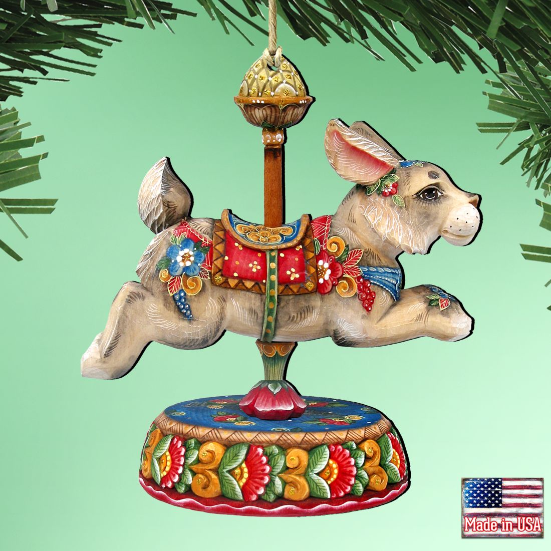 Carousel Bunny Easter Wooden Ornaments by G. DeBrekht - Carousel Holiday Decor - 8114042
