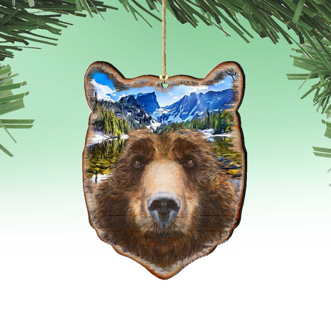 Bear Face Wooden Ornaments by G. DeBrekht - Wildlife Holiday Decor - 8198214-4