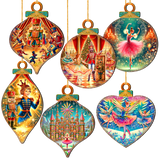 The Enchanted Nutcracker Suite Wooden Ornaments Set of 12 by G. DeBrekht - Christmas Décor - 8610103-S12