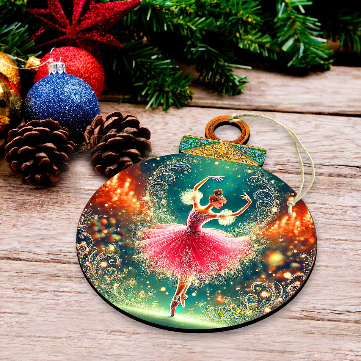 The Enchanted Nutcracker Suite Wooden Ornaments Set of 12 by G. DeBrekht - Christmas Décor - 8610103-S12