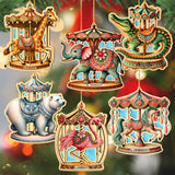Juego de 12 adornos navideños de animales de carrusel de G. DeBrekht - Decoración navideña - 8610104-S12