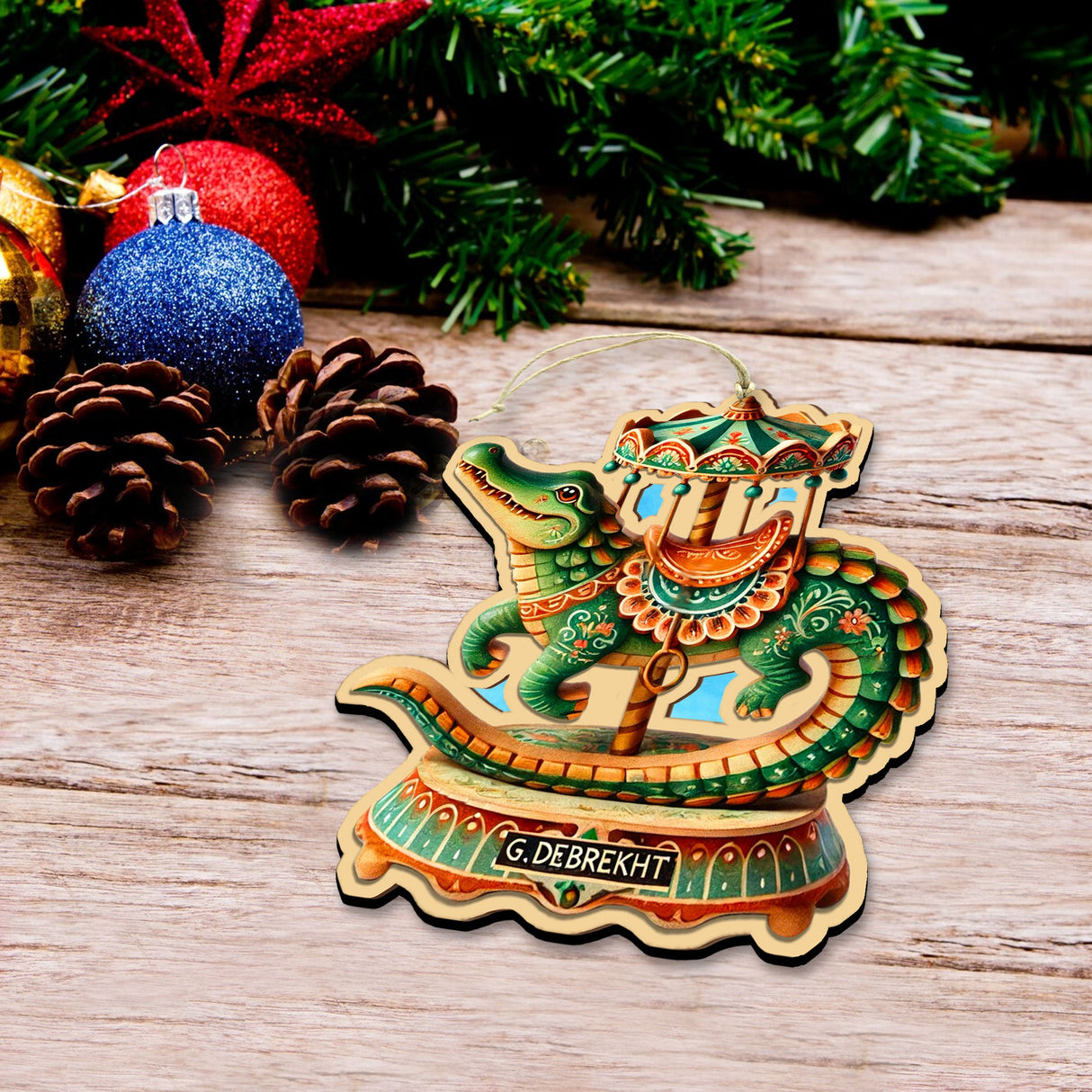 Juego de 12 adornos navideños de animales de carrusel de G. DeBrekht - Decoración navideña - 8610104-S12