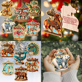Juego de 12 adornos navideños de animales de carrusel de G. DeBrekht - Decoración navideña - 8610104-S12