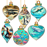 Ocean & Marine Life Wooden Christmas Ornaments Set of 12 – Handcrafted Coastal Décor by G.DeBrekht - 8610105-S12