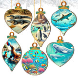 Ocean & Marine Life Wooden Christmas Ornaments Set of 12 – Handcrafted Coastal Décor by G.DeBrekht - 8610105-S12