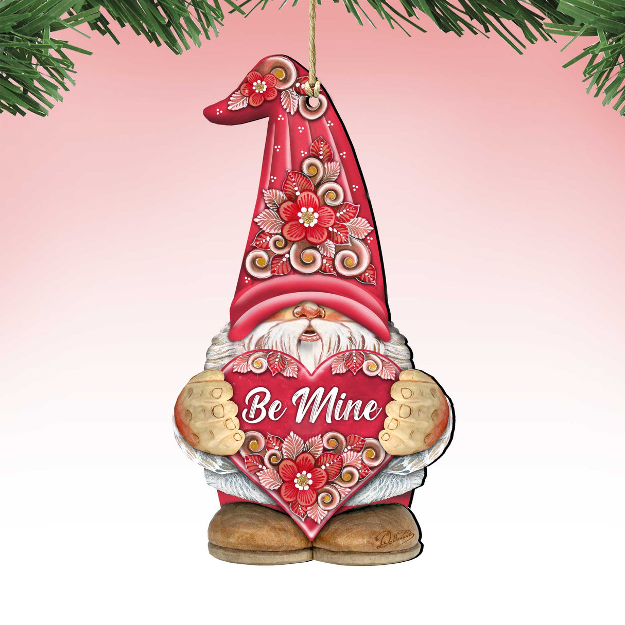 Be Mine Gnome Wooden Ornaments by G.DeBrekht - Love Family Kids Decor - 8611019-S2